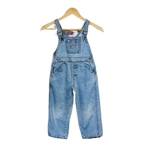 Vintage GUESS Designer Kids Denim Overalls Sz 5 - Picture 1 of 9
